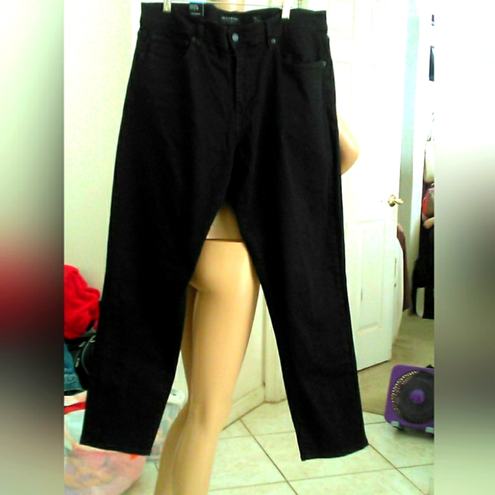 BNWT MENS JET BLACK PANTS BY LUCKY BRAND SZ. 38/32 (412 ATHLETIC SLIM) STRETCHY